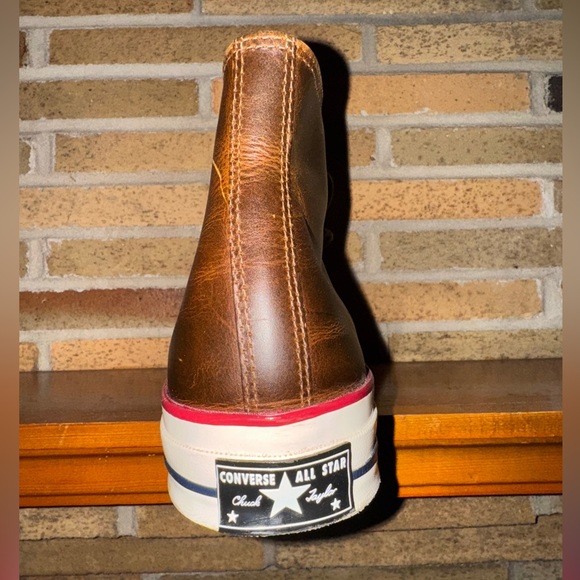 Converse Brown Leather High-Top Sneakers with White Sole Size 10.5 NWOT - Picture 11 of 15
